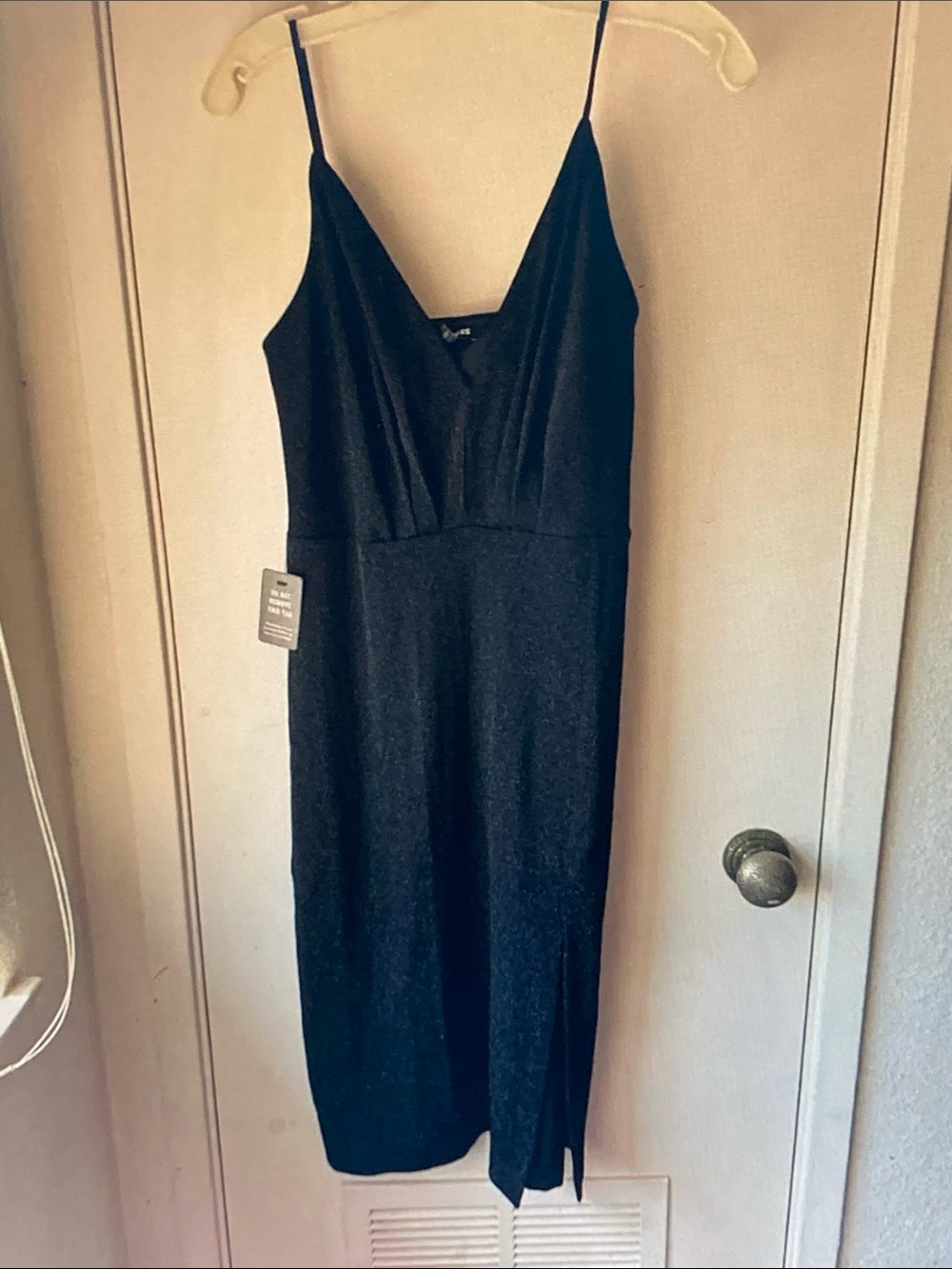 Express Black Spaghetti Strap V-Neck Midi Dress